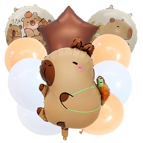10 Capybara Folienballons, Niedliche Cartoon Geburtstagsdeko für Kinder, Partydekoration für Indoor und Outdoor Feste, Wiederwendbare Ballons für Mädchen und Jungen 10 Capybara Folienballons, Niedliche Cartoon Geburtstagsdeko für Kinder, Partydekoration für Indoor und Outdoor Feste, Wiederwendbare Ballons für Mädchen und Jungen von CJAPGJW