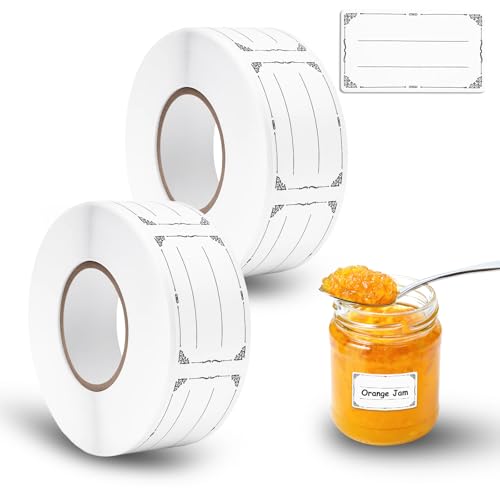 1200 Stück Etiketten Marmeladengläser, 3x5 cm Selbstklebende Etiketten Zum Beschriften, Aufkleber Etiketten Marmeladengläser, Ideal Für Küche, Tüten Und Geschenkverpackung (600 x 2 Rollen) von CJAPGJW