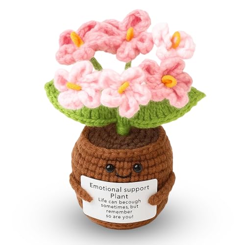 CJAPGJW 14 cm Hoch Gehäkelte Blumen, Emotional Support Plant, Gestrickte Blumen Geschenk Für Frauen, Häkelblumen Deko Für Zuhause Und Büro von CJAPGJW