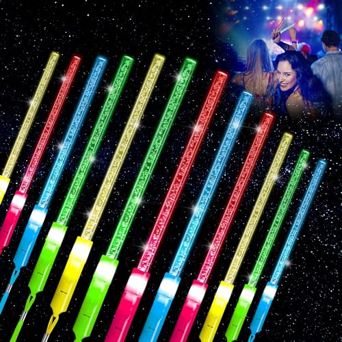 CJBIN 12 Stück Leuchtstäbe, LED Leuchtstab Kinder, Bunte Leuchtstäbe Acryl mit Blinkende Licht, 3 Modi Leuchtwedel Partyzubehör, Glow Sticks für Kinder Erwachsener, Hochzeit, Party, Disko und Konzert von CJBIN