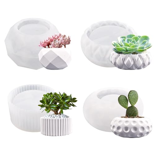 CJBIN Silikonformen Gießformen Blumentopf, 4 Stück Giessform Silikon, Gießformen für Beton, Raysin Epoxidharz Form für DIY Blumentöpfe, Kerzenhalter, Keramik, Kunsthandwerk CJBIN Silikonformen Gießformen Blumentopf, 4 Stück Giessform Silikon, Gießformen für Beton, Raysin Epoxidharz Form für DIY Blumentöpfe, Kerzenhalter, Keramik, Kunsthandwerk von CJBIN
