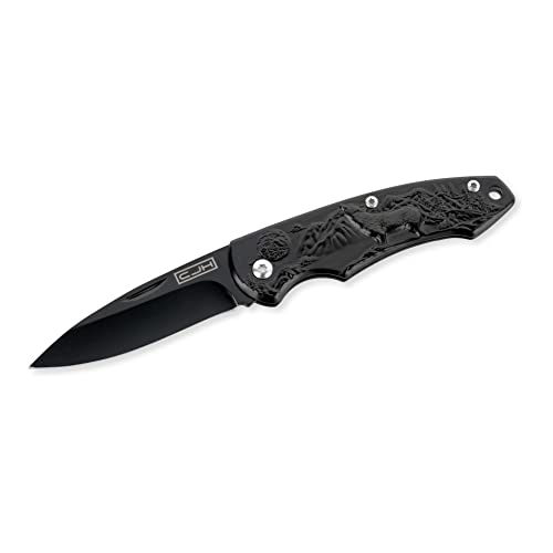 CJH Taschenmesser, AISI 420 Stahl, rostfrei Stahlgriff schwarz, Fangriemenöse, scharfes Klappmesser & Outdoor-Messer für Camping, Wandern oder Jagd CJH Taschenmesser, AISI 420 Stahl, rostfrei Stahlgriff schwarz, Fangriemenöse, scharfes Klappmesser & Outdoor-Messer für Camping, Wandern oder Jagd von CJH