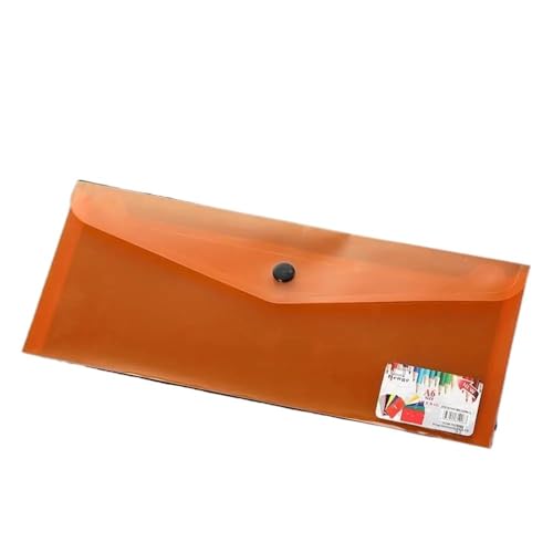 Ordner Organizer 25,5 * 13 cm Briefpapier-Umschlag-Aufbewahrungstasche Kunststoff-Dokumententasche mit Druckknopf Transparente gefrostete Dateiordner Bürobedarf Bürobedarf(Orange) von CJHFR472SG