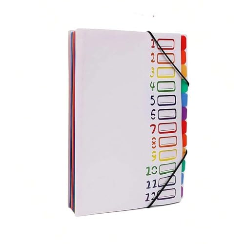 Ordner Organizer A4-Letter-Format, mehrfarbiger, erweiterbarer Projektsortierer mit 12 Fächern, robuster, monatlicher, erweiterbarer Ordner-Organizer aus Kunststoff Bürobedarf(Weiß) von CJHFR472SG