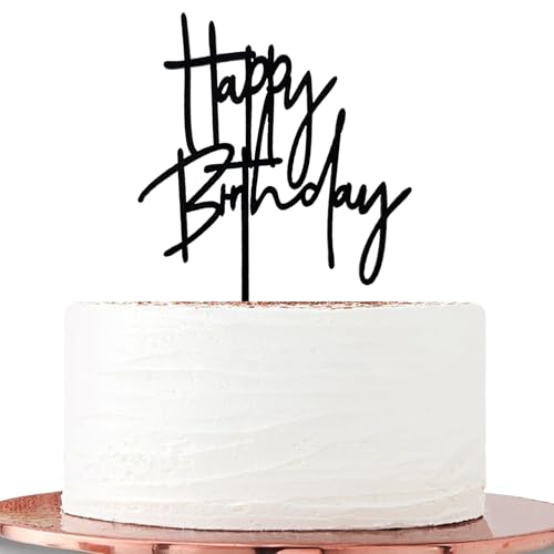 Happy Birthday C010 Tortenaufsatz, Acryl, Schwarz von CJIEMJN