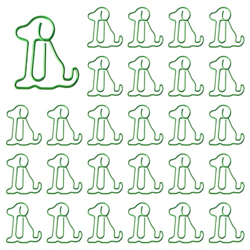 100 Stück Mini Hund Büroklammern, Bunte Niedliche Tierische Büroklammern, niedlich Metall Original Büroklammern, Wiederverwendbare Büroklammern für Büro, Schule und zu Hause verwenden (Grün) von CJKDXDH