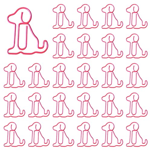 100 Stück Mini Hund Büroklammern, Bunte Niedliche Tierische Büroklammern, niedlich Metall Original Büroklammern, Wiederverwendbare Büroklammern für Büro, Schule und zu Hause verwenden (Rosa) von CJKDXDH