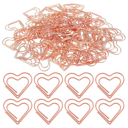 100 Stück Mini-Metall-Papierklammern, Süße Herz Bbüroklammern, lustige Büroartikel-Papierklammern, dekorative Papierklammer-Lesezeichen für Büro, Schule und Hausgebrauch (Roségold) von CJKDXDH