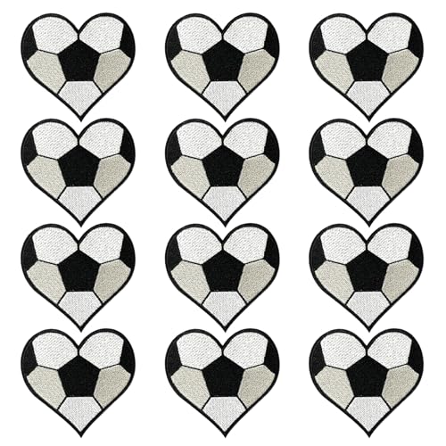 Aufnäher für Sportball, bestickt, Herz, zum Aufbügeln, Basketball, Fußball, Baseball, Rugby, Reparatur-Flicken für Kleidung, Rucksack, Hut, 12 Stück Aufnäher für Sportball, bestickt, Herz, zum Aufbügeln, Basketball, Fußball, Baseball, Rugby, Reparatur-Flicken für Kleidung, Rucksack, Hut, 12 Stück von CJKDXDH