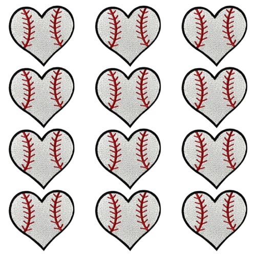 Aufnäher für Sportball, bestickt, Herz, zum Aufbügeln, Basketball, Fußball, Baseball, Rugby, Reparatur-Flicken für Kleidung, Rucksack, Hut, 12 Stück Aufnäher für Sportball, bestickt, Herz, zum Aufbügeln, Basketball, Fußball, Baseball, Rugby, Reparatur-Flicken für Kleidung, Rucksack, Hut, 12 Stück von CJKDXDH