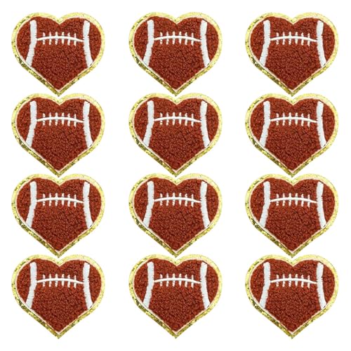 Aufnäher für Sportball, bestickt, Herz, zum Aufbügeln, Basketball, Fußball, Baseball, Rugby, Reparatur-Flicken für Kleidung, Rucksack, Hut, 12 Stück Aufnäher für Sportball, bestickt, Herz, zum Aufbügeln, Basketball, Fußball, Baseball, Rugby, Reparatur-Flicken für Kleidung, Rucksack, Hut, 12 Stück von CJKDXDH
