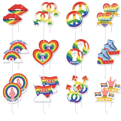 Gay Pride Cupcake-Topper, Regenbogen-Cupcake-, Obstspieße, LGBT, Cocktail, Vorspeisen, Kuchen, Cupcake-Dekoration, Regenbogen-Partyzubehör von CJKDXDH