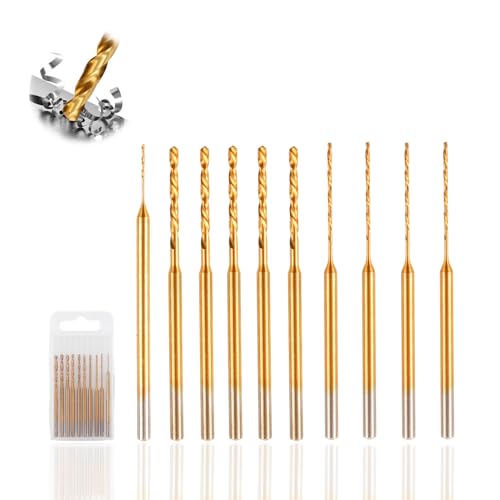 10 StüCk Mini Spiralbohrer Set, Mikrogravurbohrer, HSS 2,35mm Schaft mit Titancarbid beschichteter winziger Bohrer Lochbohrwerkzeug, Twist-Bohrer-Set für DIY Harz, Schmuck, Leiterplatte【0,6mm-2,2mm】 von CJMUQHEHH