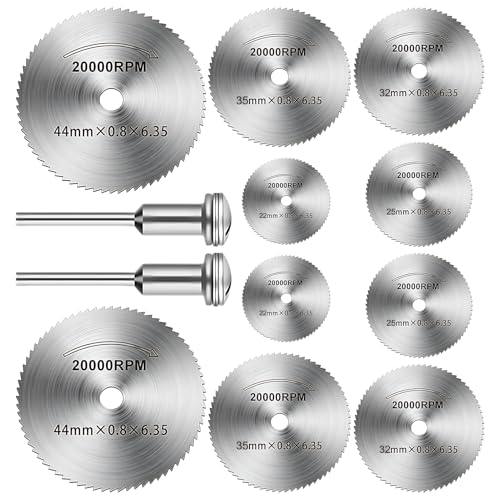 10 Stück Metall Kreissägeblätter für Dremel, Multifunktionswerkzeug für Winkelschleifer, mit 2 x 3,17 mm Stangen, Geeignet zum Schneiden von Kunststoffen, PVC, Holz und Weichmetallen 10 Stück Metall Kreissägeblätter für Dremel, Multifunktionswerkzeug für Winkelschleifer, mit 2 x 3,17 mm Stangen, Geeignet zum Schneiden von Kunststoffen, PVC, Holz und Weichmetallen von CJMUQHEHH