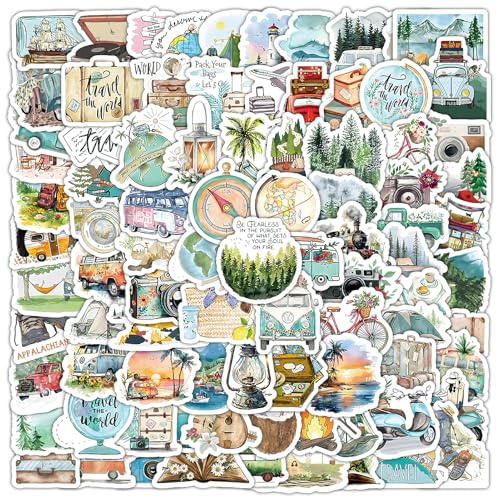 100 Stück Scrapbook Stickers für Reisen, Kindle Sticker für Sticker Book, Das Mädchen Aesthetic als Journaling Zubehör, PVC Travel Urlaub Kleine Das Mädchen für Laptop, Handy & Journaling von CJMUQHEHH