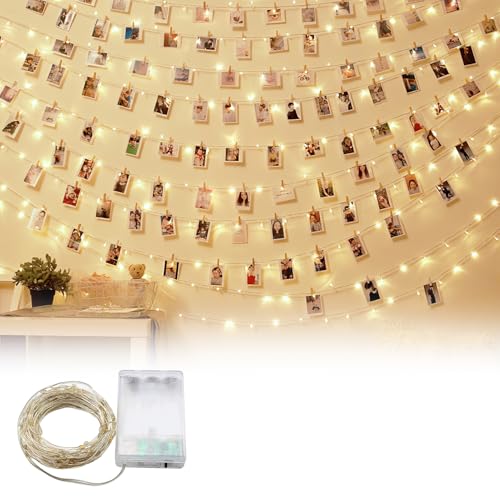 10M Lichterkette Innen, 100 LED Lichterkette wasserdicht mit Schalter, mit 3 Batterien, Sternenhimmel Lichterkette DIY für Innen und außen Weihnachten Hochzeit Party (Warmweiß) [Energieklasse A] von CJMUQHEHH