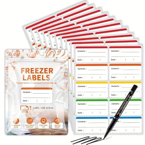200 Stück Leicht Abziehbare Gefrieretiketten, Klebeetiketten für Gefriergut, Aufkleber für Gefrierdosen, Farblich Gefrieretiketten Universal Etiketten für Küche Marmelade Tiefkühletiketten, (60x30mm) von CJMUQHEHH