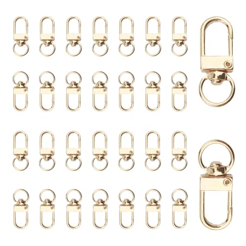 30 Stück Schlüsselanhänger Karabiner Gold, 360° drehbare Schlüsselringe für DIY-Projekte, Schmuckherstellung, Rucksäcke und Handtaschen,Karabiner Klein von CJMUQHEHH