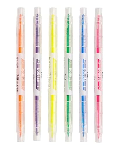 CJMUQHEHH 6 PCS Textmarker Set, Bibel Marker Stifte, Doppelseitiger Textmarker Highlighter Pen, für Hervorheben von Tagebüchern, Notizbüchern, Bibeln und anderen Papierbüchern in der Schule, im Büro von CJMUQHEHH
