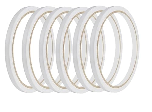 Doppelseitiges Klebeband Dünn 12 Rollen, Selbstklebendes Weißes Klebeband für Basteln, Nähen, Scrapbooking, Kartenherstellung, Geschenkverpackung, DIY Projekte, 6mm x 10m, Stark und Einfach Abzureiße von CJMUQHEHH