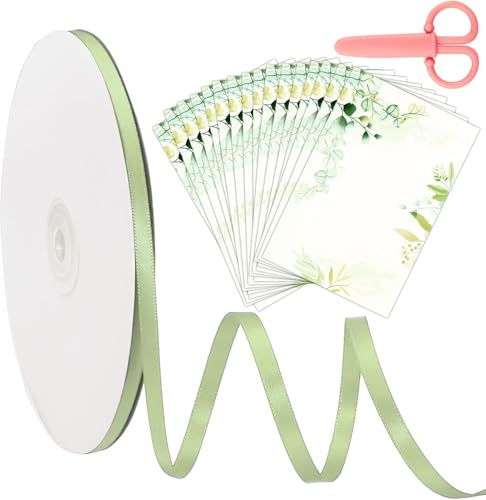 Elegantes 91 Meter Geschenkband Grün 6 mm, aus Hochwertigem Polyester Perfekt,seidenband für Hochzeiten Geschenkpacks Bastelprojekte und Dekorationen von CJMUQHEHH