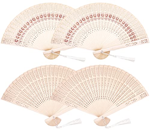 4 Stück Holz-Faltfächer mit Quasten, 2 Arten, Vintage-Holzfächer, Handfächer, Sandelholz, Handfächer, chinesisches Sonnenblumen-Muster, Sandelholz-Fächer für Frauen, faltbar, Hochzeitsgeschenke, 4 Stück Holz-Faltfächer mit Quasten, 2 Arten, Vintage-Holzfächer, Handfächer, Sandelholz, Handfächer, chinesisches Sonnenblumen-Muster, Sandelholz-Fächer für Frauen, faltbar, Hochzeitsgeschenke, von CKANDAY