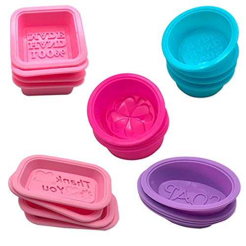 CKANDAY 20 Stück Silikon-Seifenformen, 100% DIY Handgemachte weiche Soap Making Supplies Kuchen Muffin Backform Candy Moulds für DIY Hausgemachte Handwerk, Food Grade - Square Runde Oval Shaped von CKANDAY