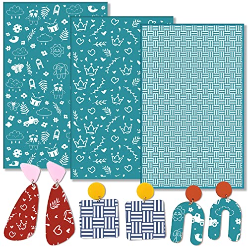 CKANDAY Siebdruck-Schablonen für Polymerton, 3 Stück, wiederverwendbar, für Polymer-Ton-Schneider, zum Bedrucken von Schmuck, Ton, Ohrringen, Dekoration, je 15,2 x 9,5 cm CKANDAY Siebdruck-Schablonen für Polymerton, 3 Stück, wiederverwendbar, für Polymer-Ton-Schneider, zum Bedrucken von Schmuck, Ton, Ohrringen, Dekoration, je 15,2 x 9,5 cm von CKANDAY