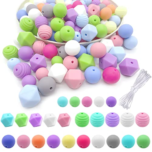 CKANDAY 60 Stück Silikonperlen für Schlüsselanhänger, 4 Arten bunt rund Gummi-Bastelperlen-Set für Girlanden Armbänder Schmuck Halskette DIY Handwerk Girlanden Schlüsselbänder Regenbogenfarben CKANDAY 60 Stück Silikonperlen für Schlüsselanhänger, 4 Arten bunt rund Gummi-Bastelperlen-Set für Girlanden Armbänder Schmuck Halskette DIY Handwerk Girlanden Schlüsselbänder Regenbogenfarben von CKANDAY