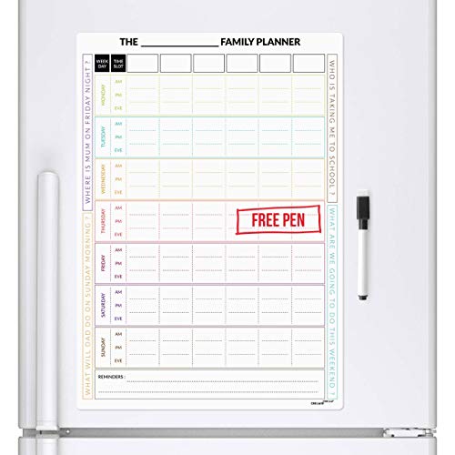 CKB LTD 7 Tage Magnetic Family Planner Kühlschrank Board Plate Radiergummi, Wochenplaner Kühlschrank Magnetic mit Marker Whiteboard & Stift Drywipe Magnet Whiteboard Memo Notice Board tägliche Küche von CKB LTD