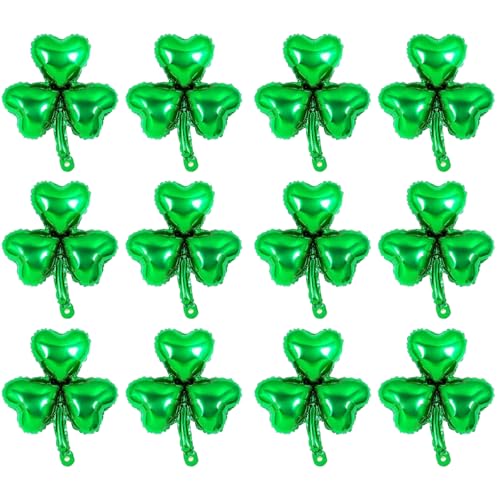 12 Stück St. Patrick's Kleeblatt-Folienballons, St. Patrick's Day Ballon-Dekorationen, Glückskleeballon, irische Luftballons, Zubehör für St. Patrick's Day, Zuhause, Innen- und Außenbereich, von CKCSHI