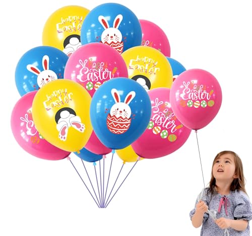 15 Stück Osterhasen-Ballons, Eierhasen-Ballons, Frohe Oster-Dekorationen für Kaninchen-Mottoparty-Dekorationen von CKCSHI