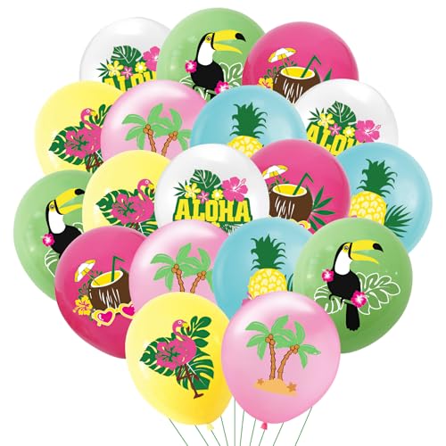 15pcs Hawaiian Tropic Ballons, Hawaiian Balloon, Flamingo Ananas Balloons for Hawaiian Party Accessories, Hawaiian Party Decor Balloon for Birthday Party Summer Tropical Beach Party Decor von CKCSHI