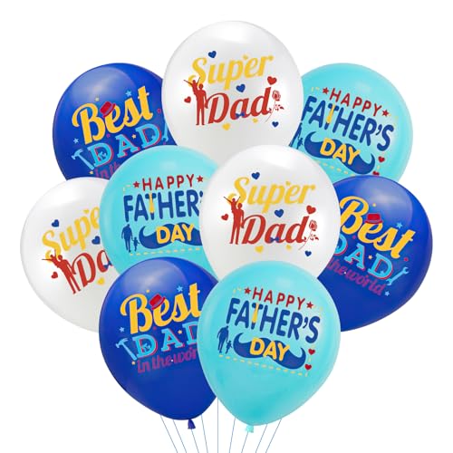 18 Stück Best Dad Luftballons, Vatertag Luftballons, Happy Father's Day Ballon, 30,5 cm Super Dad Ballon, Weiß Blau Latex Party Supplies für Party Home Party Supplies Dekorationen 18 Stück Best Dad Luftballons, Vatertag Luftballons, Happy Father's Day Ballon, 30,5 cm Super Dad Ballon, Weiß Blau Latex Party Supplies für Party Home Party Supplies Dekorationen von CKCSHI