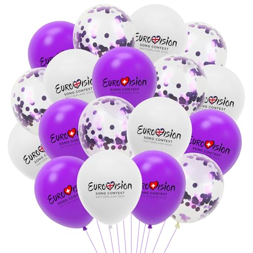 Eurovision Partyballons, Eurovision-Party-Dekorationen, Europa-Partyballons für Zuhause, Innen- und Außenbereich, Party-Dekorationen, Partyzubehör, europäische Dekoration, 18 Stück Eurovision Partyballons, Eurovision-Party-Dekorationen, Europa-Partyballons für Zuhause, Innen- und Außenbereich, Party-Dekorationen, Partyzubehör, europäische Dekoration, 18 Stück von CKCSHI