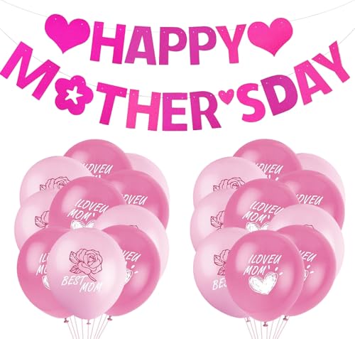 Happy Mother's Day Decoration Set, Happy Mother's Day Banner, Mother Day Latex Balloons, I Love You Mom Mothers Day Latex Balloons for Mothers Day Home Indoor Outdoor Party Decorations Happy Mother's Day Decoration Set, Happy Mother's Day Banner, Mother Day Latex Balloons, I Love You Mom Mothers Day Latex Balloons for Mothers Day Home Indoor Outdoor Party Decorations von CKCSHI