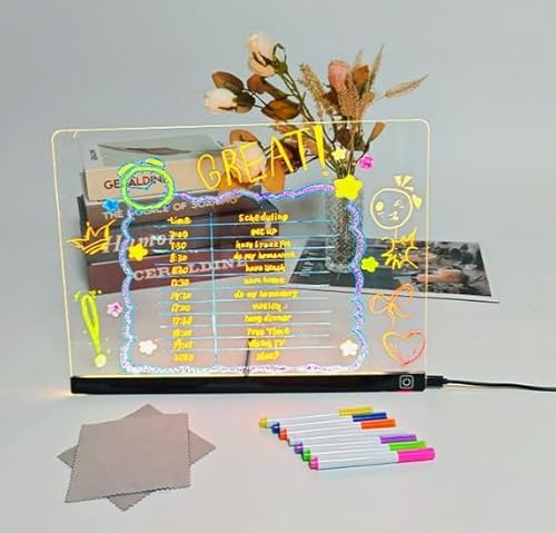 LED-Zeichenbrett für Kinder, 20 x 20 cm, beleuchtetes Zeichenbrett, Transparentes und abwischbares Acryl-Malbrett mit 7 Farbstiften, ideal für Kinder, Jugendliche, Halloween, Thanksgiving und von CKDSA