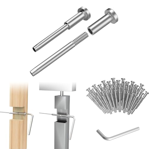CKE 100 Stück unsichtbares Kabelgeländer-Set, 0,3 cm Kabelgeländerspanner, unsichtbarer Empfänger und Swage-Bolzenende für Kabelgeländer-Hardware, T316 Spanner und Klemme versteckt für 2 x 2 Holz CKE 100 Stück unsichtbares Kabelgeländer-Set, 0,3 cm Kabelgeländerspanner, unsichtbarer Empfänger und Swage-Bolzenende für Kabelgeländer-Hardware, T316 Spanner und Klemme versteckt für 2 x 2 Holz von CKE