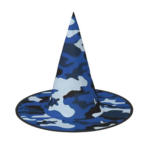 Blauer Camouflage-Druck, Zauberer-Kostüm-Zubehör, Halloween-Vollhut, geeignet für Party-Rollenspiele, 1 Stück von CKGODGF