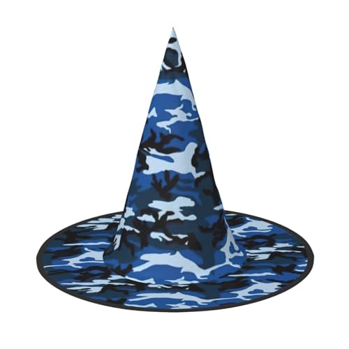 Blauer Camouflage-Druck, Zauberer-Kostüm-Zubehör, Halloween-Vollhut, geeignet für Party-Rollenspiele, 1 Stück von CKGODGF