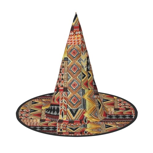 CKGODGF Afrikanischer Textil-Patchwork-Druck, Zauberer-Kostüm-Zubehör, Halloween-Vollhut, geeignet für Party-Rollenspiele, 1 Stück von CKGODGF