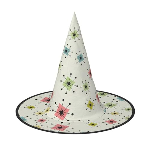 CKGODGF Atomic Stars Retro Muster Druck Zauberer Zauberer Kostüm Zubehör Halloween Full Hut geeignet für Party Rollenspiele - 1 Stück von CKGODGF