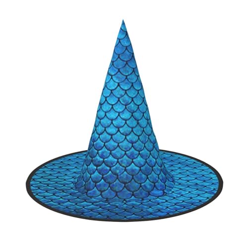 CKGODGF Blauer Fischschuppen-Druck, Zauberer-Kostüm-Zubehör, Halloween-Vollhut, geeignet für Party-Rollenspiele, 1 Stück CKGODGF Blauer Fischschuppen-Druck, Zauberer-Kostüm-Zubehör, Halloween-Vollhut, geeignet für Party-Rollenspiele, 1 Stück von CKGODGF