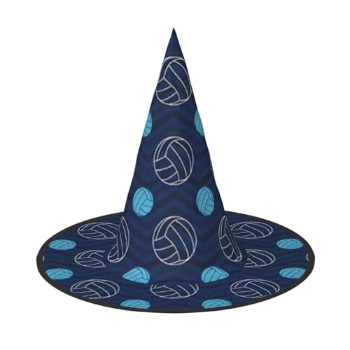 CKGODGF Blauer Volleyball-Druck, Zauberer-Kostüm-Zubehör, Halloween-Vollhut, geeignet für Party-Rollenspiele, 1 Stück von CKGODGF