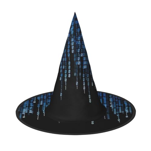 CKGODGF Der blaue Zauberer mit Binärdruck, Zauberer-Kostüm-Zubehör, Halloween-Vollhut, geeignet für Party-Rollenspiele, 1 Stück von CKGODGF