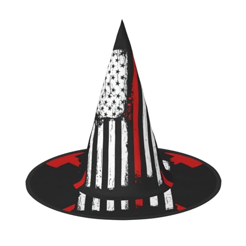 CKGODGF Feuerwehrmann mit amerikanischer Flagge, Zauberer-Kostüm-Zubehör, Halloween-Vollhut, geeignet für Party-Rollenspiele, 1 Stück von CKGODGF