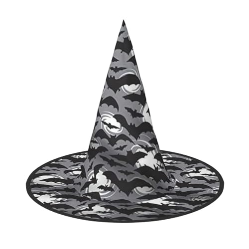 CKGODGF Halloween-Fledermäuse, grauer Druck, Zauberer-Kostüm-Zubehör, Halloween-Vollhut, geeignet für Party-Rollenspiele, 1 Stück von CKGODGF