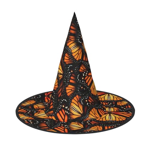 CKGODGF Haufen von orangefarbenen Monarch-Schmetterlingen, Zauberer-Kostüm-Zubehör, Halloween-Vollhut, geeignet für Party-Rollenspiele, 1 Stück von CKGODGF