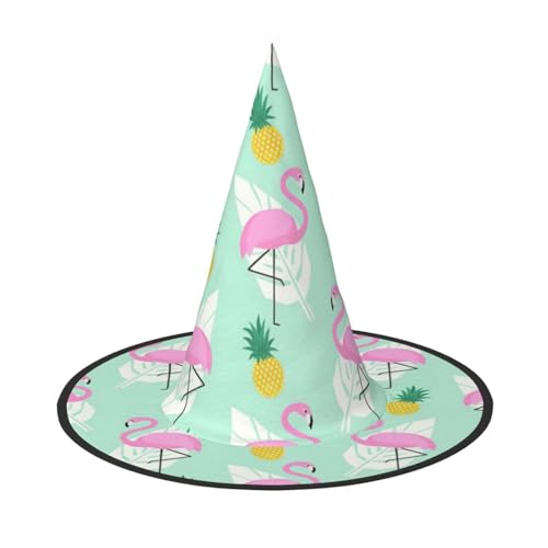 CKGODGF Pinker Flamingo-Ananas-Druck, Zauberer-Kostüm-Zubehör, Halloween-Vollhut, geeignet für Party-Rollenspiele, 1 Stück CKGODGF Pinker Flamingo-Ananas-Druck, Zauberer-Kostüm-Zubehör, Halloween-Vollhut, geeignet für Party-Rollenspiele, 1 Stück von CKGODGF