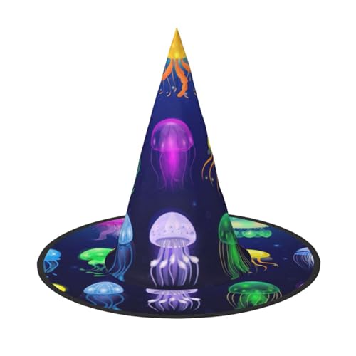 CKGODGF Quallen-Ozean-Druck, Zauberer-Kostüm-Zubehör, Halloween-Vollhut, geeignet für Party-Rollenspiele, 1 Stück von CKGODGF